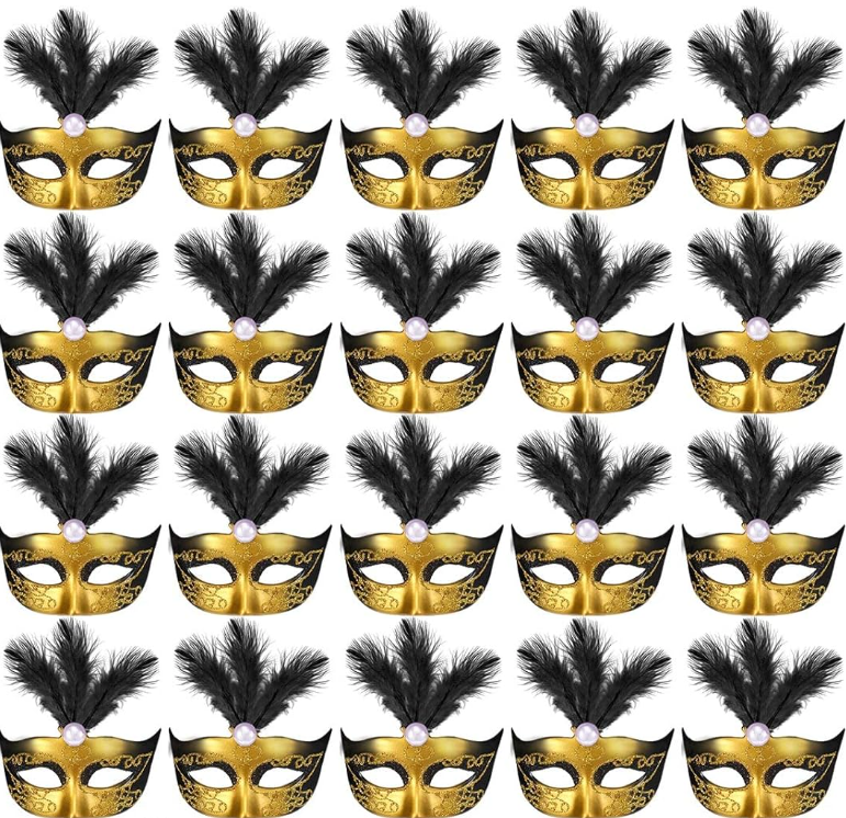 22 Pcs Mardi Gras Masks Bulk Mini Masquerade Masks Tables Centerpieces for Mardi Gras Party Decorations