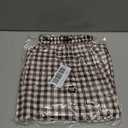 Womens Gingham 2 Piece Set Sleeveless Ruffle Tank Wide Leg Pants (Beige, M)