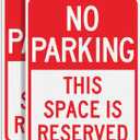 Faittoo No Parking This Space Is Reserved Sign, 2-Pack 14 x 10 Inch Reflective Aluminum Sign, UV Protected and Weatherproof, Durable Ink, Easy to Install and Read, Indoor/Outdoors Use (Red and White- 2 Pack)
