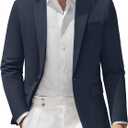 Vssjavun Blazer for Men Casual Suit Jackets Lightweight Sport Coat One Button Slim Fit Suits (Blue, L)