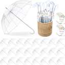 24 Pcs Clear Bubble Umbrellas Bulk 52 Inch Large Windproof Transparent Wedding Umbrellas with j Hook Handle for Wedding Bridal Parties Graduation Outdoor Events