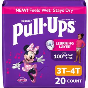 Pull-Ups Girls' Potty Training Pants, Size 3T-4T Training Underwear (32-40 lbs), 20 Count