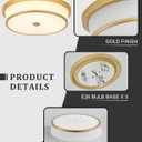 16 inch Flush Mount Ceiling Light, 3-Light Close to Ceiling Light Fixtures with Gold Finish for Livingroom Bedroom Kitchen Diningroom (Gold)