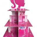 Zliisang Pink Princess Cupcake Stand 3-Tiered Pink Dessert Table Displays Centerpieces for Girls Birthday Party Decorations Princess Baby Shower Table Decorations