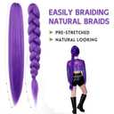Purple Braiding Hair Extension Synthetic Yaki Braiding Hair Pre-stretched Extensions for Gril Kid Woman Adults 30 Inch Braiding Hair for K-POP Halloween Cosplay (Purple-2pcs 200 Gram 30 inch)