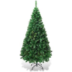 CHEFJOY Verdant Artificial Christmas Tree, Luxuriant Realistic Xmas Tree W/PVC Branch Tips & Folding Metal Stand, Unlit Life-Like Pine Tree for Festival Celebration & Parties Decoration