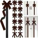 Crowye 14 Pcs Valentine's Day Cabinet Ribbons Bows Include 2 Pcs 14 x 6.6 Ft Large Valentine's Day Door Bows Ribbons Decorations for Party Home Kitchen Gifts Supplies(Brown,Velvet,Novel)