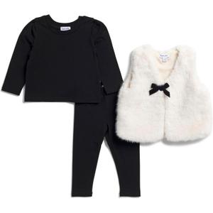 Splendid baby-girls Fur Vest 3-piece Set (6-12 Months, Silver)