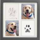MYPAWLETS Ink & Clay Paw Print Kit for Dog Cat,Clean-Touch Ink Pad & Soft Clay for Dog Pawprints,Pet Paw Print Impression Kit Large Paw Print Area,Pawprint Keepsake Frame for 1-2 Pets-Grey