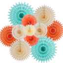 SUNBEAUTY Pack of 11 Hanging Honeycomb Paper Fans Party Decoration Paper Decoration for Birthday Wedding Graduation Events Accessories Mint Peach Cream (Wd-cream Yellow)