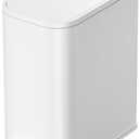 Cesun Bathroom Trash Can with Lid, 1.3 Gallon Small White Garbage Can, Metal Slim Trash Bin with Foot Pedal, Waste Basket for Bathroom, Bedroom, Office, White, 5 Liters