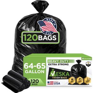 Veska 65 Gallon Trash Bags Heavy Duty | 120 Count | 64 Gallon Trash Bags for Toter - Large Garbage Bag 70 Gallon