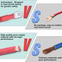 2 AWG Flexible Battery Cable with 5/16" Terminals - OFC Pure Copper Inverter & Welding Wire for Automotive Solar RV Motorcycle (Red + Black 1.5FT Pair)