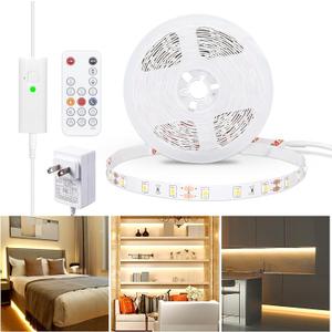 WOBANE Warm White LED Strip, Dimmable LED Light Strips with RF Remote and ETL Listed Adapter, 16.4ft Flexible Tape Lights for Kitchen,Under Cabinet,Bedroom, 3000K,300 LEDs Rope Light