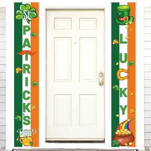 Ledinca St. Patrick's Day Door Banner Decorations 2 Pack, 72" x 12" St Patricks Day Irish Porch Signs, Shamrock Leprechaun Lucky Hanging Banners for Home Wall Front Porch Indoor Outdoor Party Decor