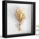 Califortree 8x8 Shadow Box Frame with Soft Linen Back - Push Pins Included, Memory Box Display Case for Flower, Tickets and 3D Items, Black