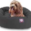 Majestic Pet 32 Inch Bagel Calming Dog Bed Washable – Cozy Soft Round Dog Bed with Spine Support for Dogs to Rest Their Head - Fluffy Donut Puppy Mat 32x23x7 (Inch) Medium – Gray