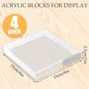 4 Pack 6 x 6 x 1 Inch Acrylic Blocks for Display, Acrylic Base Stand, Clear Polished Acrylics Cubes, Jewelry Displays Stand Pedestal Stand for Collectibles Jewelry Props Plant Display