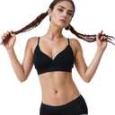 Womens Merino Wool Wireless Triangle Bralette (Large, Black)