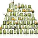Glass Bud Vases Set of 64 - Green Assorted Small Mini Glass Vases for Flowers, Crystal Vintage Vase Set, Bulk Centerpieces for Table Dcor, Wedding, Home and Events (Green, 64 Pcs)