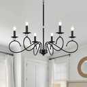 ZXFGNF 6-Light Black Chandelier, Kitchen Chandeliers Over Table, Vintage Crystal Candle Hanging Lighting Fixtures, Rustic Industrial Farmhouse Chandelier for Living Room Entryway Foyer Bedroom Island