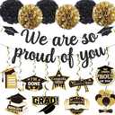 Black and Gold We Are So Proud Of You Banner Congratulations Banner Graduation Decorations 2025 You Did It Graduation Grad Party Decorations 2025