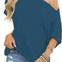 Eniloyal Off The Shoulder Tops for Women Short Sleeve Trendy T Shirts Loose Batwing Summer Going Out Oversized Blouse Tunic (Medium)