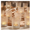 12 Pack Clear Votive Candle Holders Tea Light Candle Holders Bulk Tealight Glass Candle Holder for Table Weddings Party