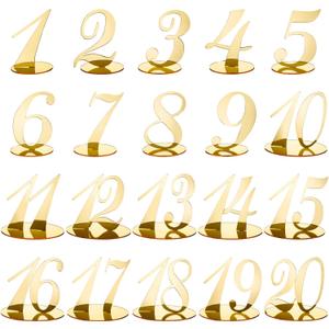 Blulu Table Numbers Wedding Acrylic Table Numbers for Wedding Reception Stands with Holder Base Elegant Mirror for Party Event Catering(Gold)