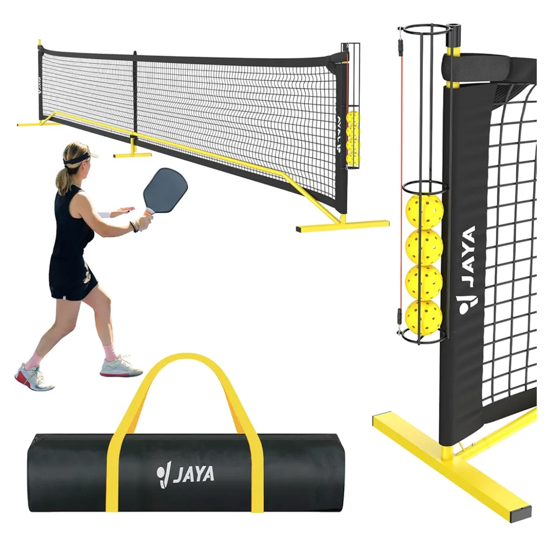 JAYA Ultra Stable Pickleball Net with Ball Holder and Balls, Weight Upgrade, IPF Standard 22 feet, Easy Setup
