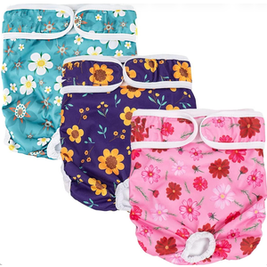 Mumoo Bear Dog Nappies Female - Washable Female Period Pants for Dogs Pets, Incontinence Reusbale Dog Heat Diapers 3Pack L/XL