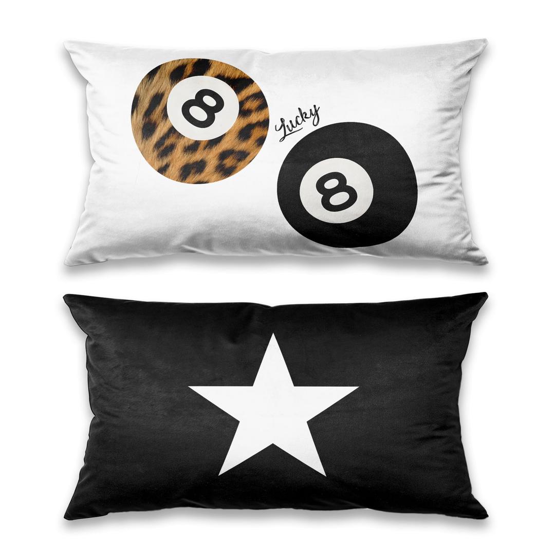 TopXmai Preppy Y2K 8 Ball Trendy Leopard Star Print Pillow Covers 20x12 Set of 2, Funky Y2K Coquette Preppy Star Lucky 8 Ball Aesthetic Pillow Covers for Girls Room Apartment DormA126