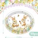 HAKOTI 50Pcs Easter Oval Paper Plates - Easter Decorations Bunny Oval Party Plates Spring Floral Rabbit Tableware Decoration for Birthday,Baby Shower,Spring Holiday Dinner Table Decor