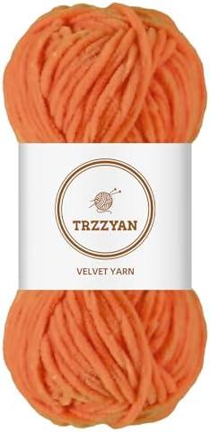 Trzzyan Soft Chenille Yarn Velvet Blanket Yarn for Weaving Fancy Yarns for Crochet DIY Bulk Knitting Crafts Making Blankets, Clothes, 3.5 oz/Skiens