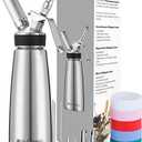 Otis Classic 304 Stainless Steel Whipped Cream Dispenser, 500ml w/ 3 Decorating Nozzles 4 Injector Tips and 6 Colored Grips - Commercial Grade Quality Made of Food Grade Stainless Steel for Home Chef