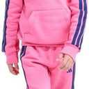 adidas Youth Kids’ 2-Piece Tracksuit Outfit Set – Fleece Hoodie & Jogger Sweatpants, Midweight Activewear Outfit (Pink, Size 5)