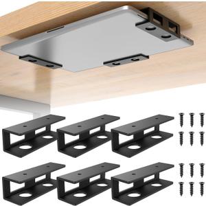 2 Pack Under Desk Laptop Mount with Anti-Scratch Felt Board, Holder Tray, Durable Shelf for Keyboard Storage