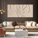 Hue7Art Neutral Abstract Hand Painted Oil Wood Frame Wall Art 29x58