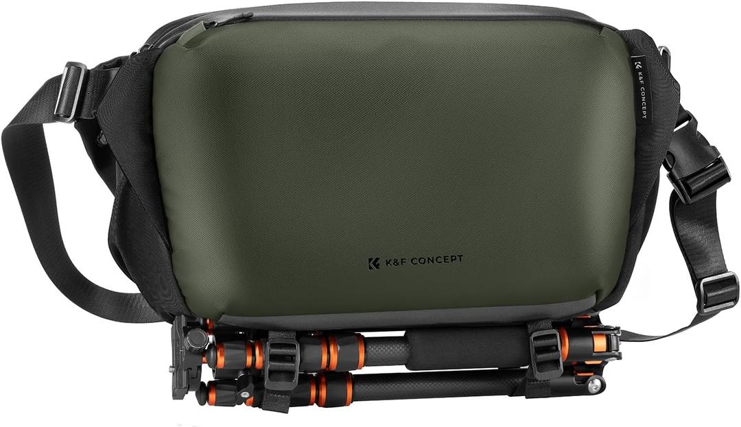 K&F Concept 2 in 1 Sling Bag Everyday Shoulder Bag & Multifunction Photography Crossbody Camera DSLR Backpack Portable Bag (13 Deep Green Large)