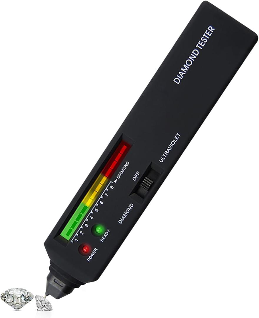 High Accuracy Diamond Tester Pen Professional Jewelry Diamond Selector with UV Light for Novice and Expert Jeweler Tool, Real Diamond Tester for Different Sizes of Diamond Stones