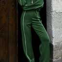 BTFBM Women's Two Piece Tracksuit Spring 2026 Long Sleeve Zip Up Sweatshirt Long Pants Outfits Jogger Sweatsuit Sets(Dark Green,Large)