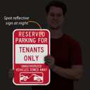 SmartSign Basics 18 x 12 inch Reserved Parking For Tenants Only - Unauthorized Vehicles Towed Metal Sign, 120 mil Aluminum Composite (ACM), Engineer Grade Reflective Material, Red and White