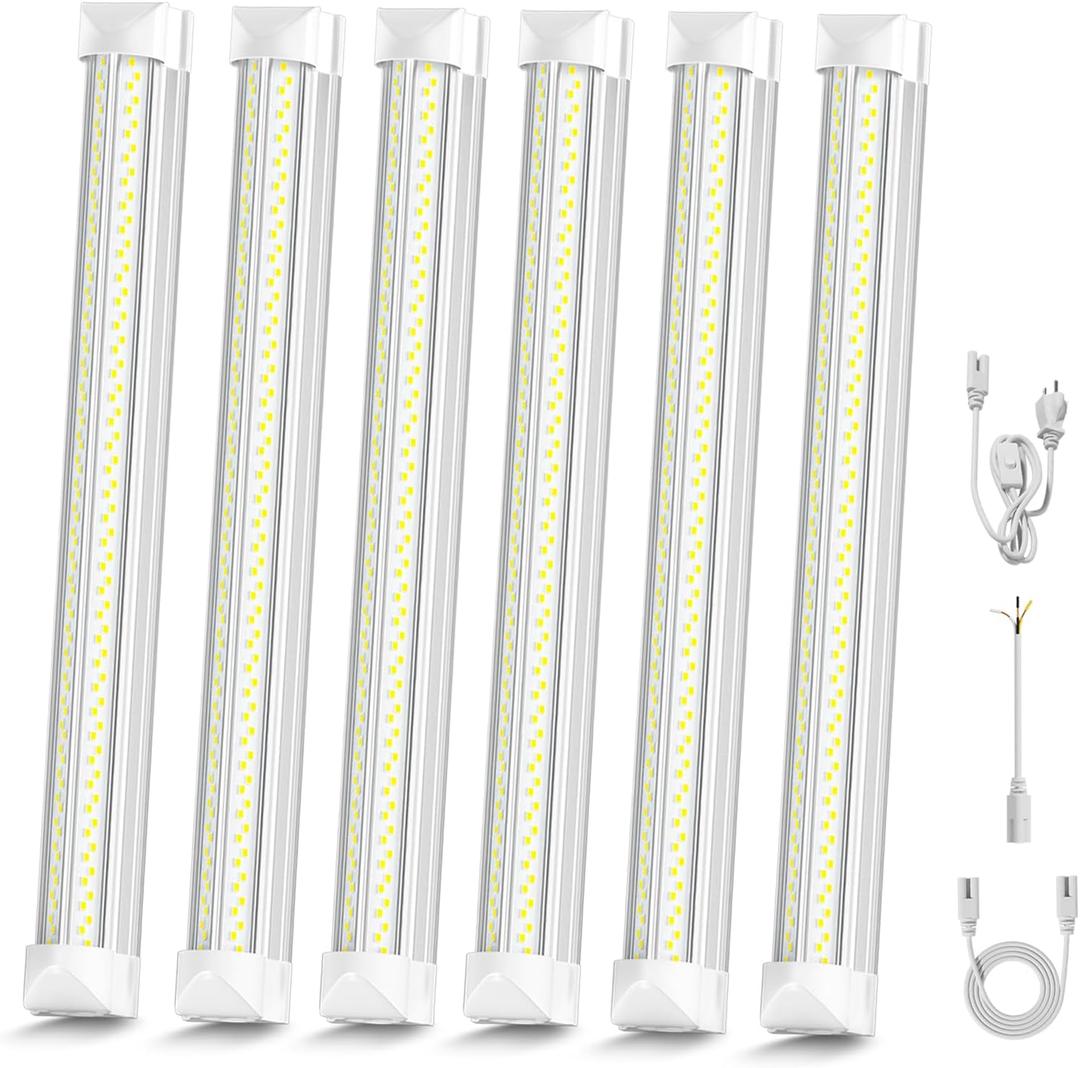 OnlyLux LED Shop Light, 25W 3750LM 6000K Super Bright, Plug and Play, Linkable Utility Shop Lights for Garage, Cabinet, Workbench, Workshop (6 Pack)