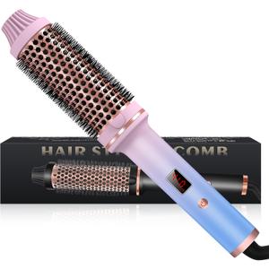Thermal Brush,10 Temperatures LCD Display Upgrade to 400F 1.5 in Heated Round Brush Curling Iron Heated Ceramic Tourmaline Ionic Comb 110-240V Volum (Multicolored)