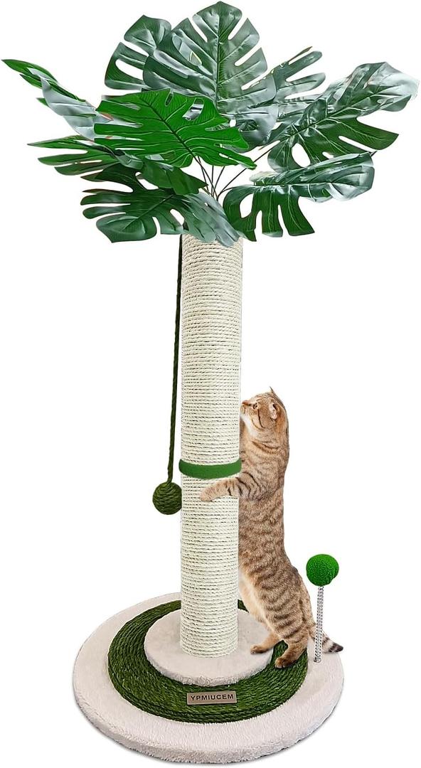 Go Pet Club 38" Tall Cat Scratching Post with Sisal Rope, Interactive Dangling Balls and Spring Ball