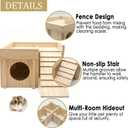 Wooden Hamster Hideout,Dwarf Hamster Hide House with Platform & Bowl & Ladder,Small Hamsters Maze Hut Hides Habitats Decor Cage Accessories for Gerbils,Mice,Mouse