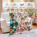 MSGKV Boho Throw Blanket 50"x60" Floral Blanket for Couch Sofa 100% Cotton Summer Breathable Lightweight Farmhouse Blankets All Seasons Home Decor Muslin