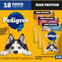 Pedigree High Protein Wet Dog Food Pouches, Variety Pack, 3.5 oz, 18 Count | 35% more protein than Choice Cuts In Gravy, real beef, chicken or turkey, 100% complete & balanced, mix with kibble or alone (EXP 09/01/26)