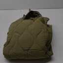 Flygo Women's Oversized Quilted Lightweight Jacket Button Down Puffer Padded Outerwear with Pocket (Medium, Green)