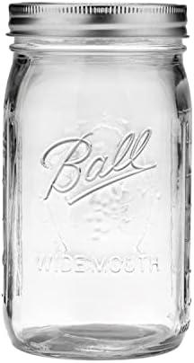 Ball Wide Mouth Glass Mason Jars with Lids and Bands, Used for Canning, Pickling, Juice, Jam, Jelly, Quart Size 32 Ounce (Pack of 6)